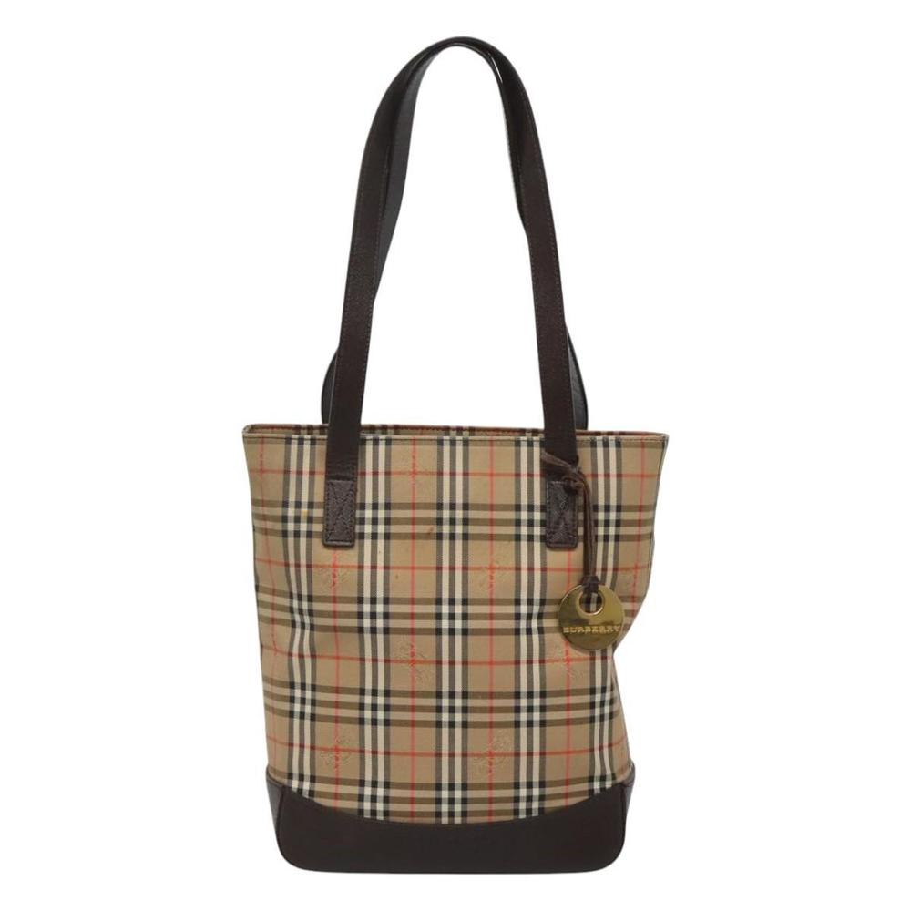 BURBERRY Nova Check Tote Bag Canvas Beige Gold Auth 121552 - Picture 13 of 16